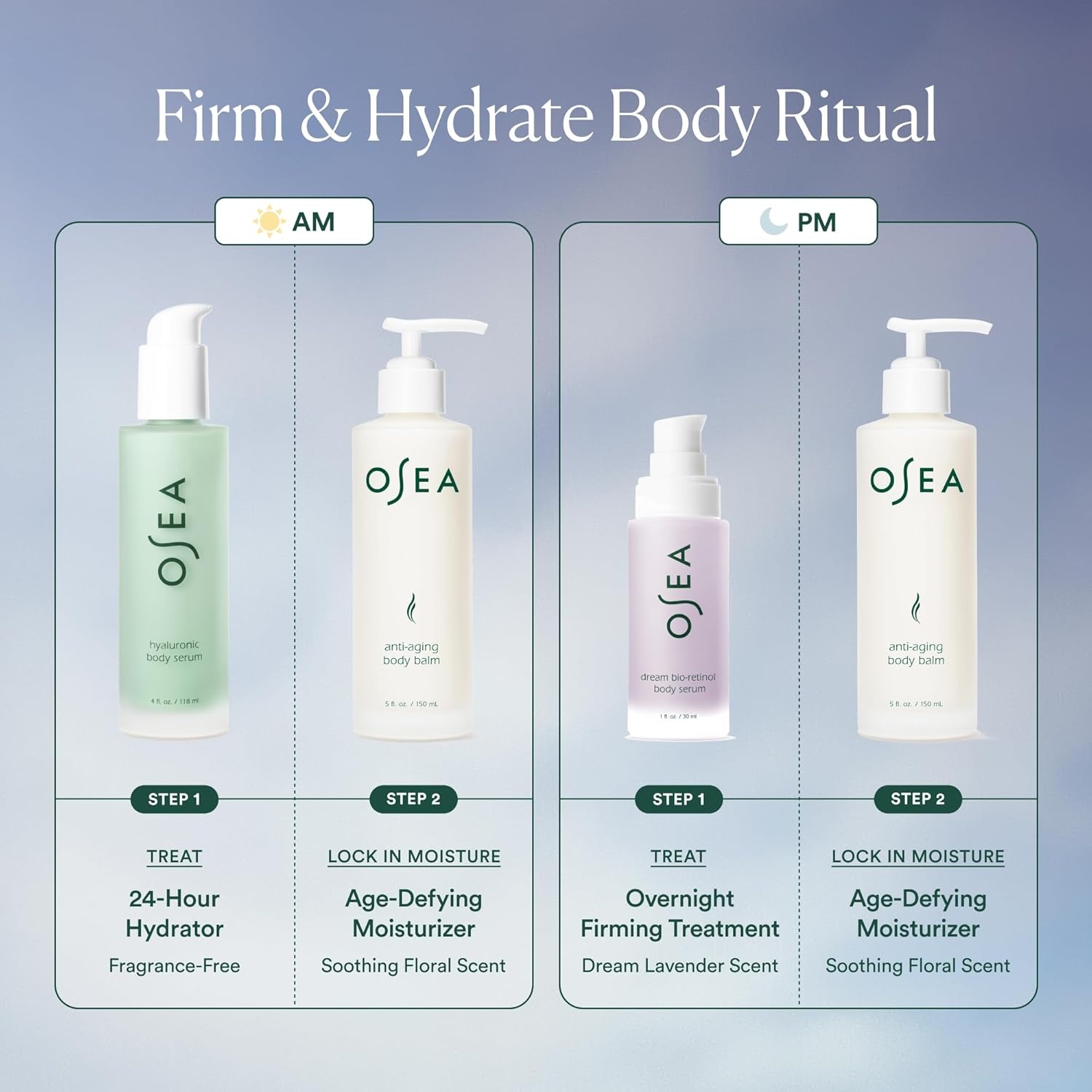image:imageOSEA Firm amp Hydrate Body Trio Firming amp Hydrating Mothers Day Limited Edition Gift Set with AntiAging Balm Hyaluronic Serum amp Travel Size Dream BioRetinol Serum